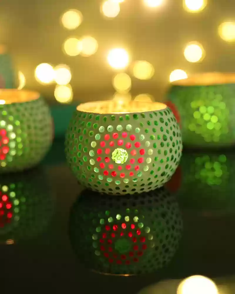 Mosaic Glass Tea-light candle holder - Image 2